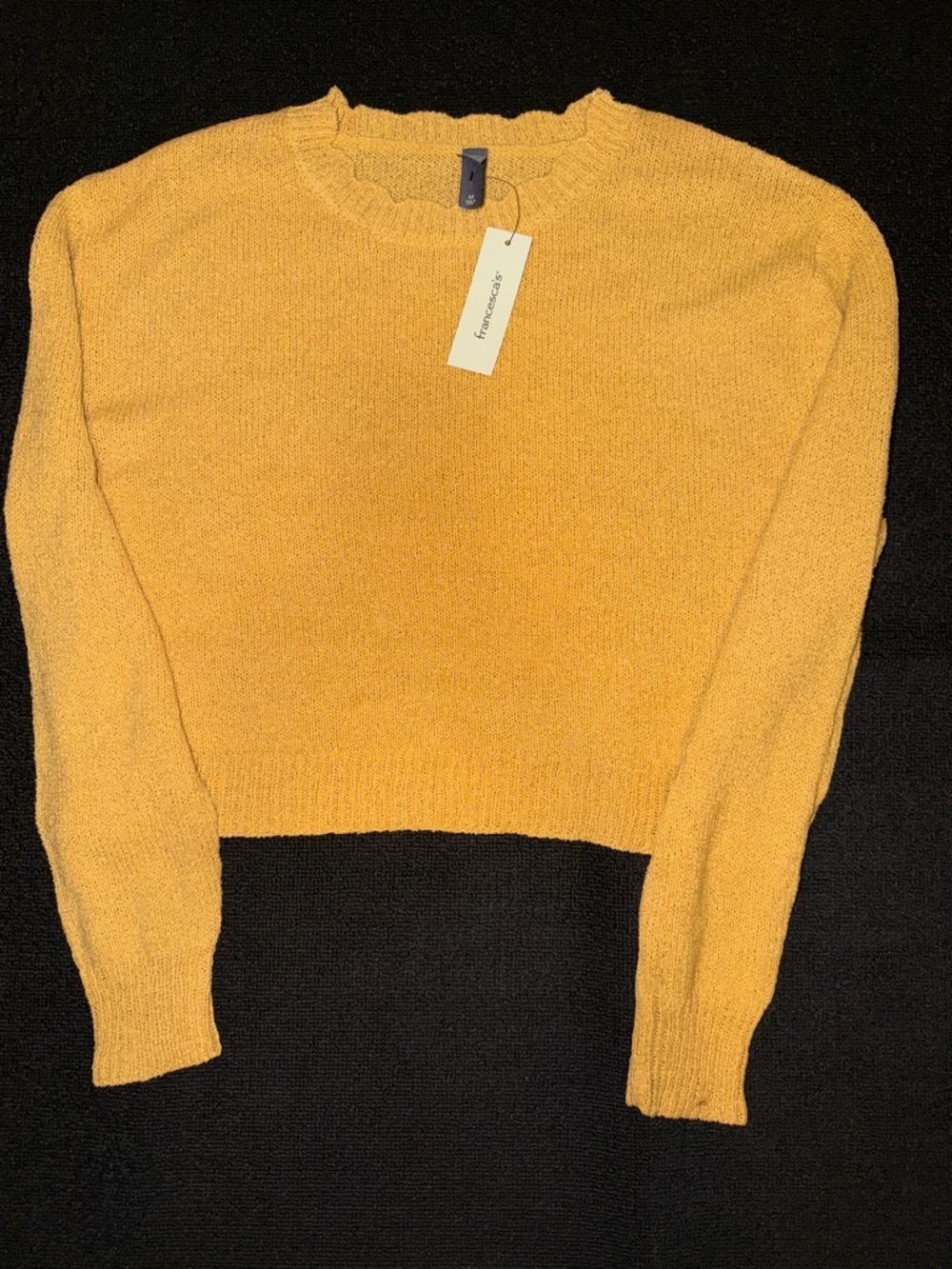NWT-Alya Cropped Crewneck Sweater in Mustard Yellow